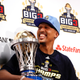 Jamario Moon #8 of the Triplets attends the press conference holding the trophy after his team defeated the Killer 3s to win the BIG3 Championship at Staples Center on September 01, 2019 in Los Angeles, California.